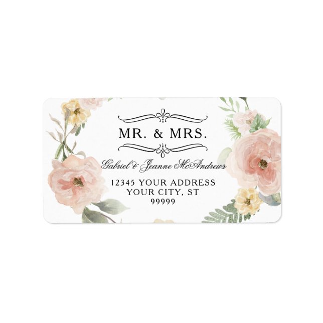 Blütenrot Gelbe Wasserfarbenwelt Rückkehr Adressaufkleber (Vorne)