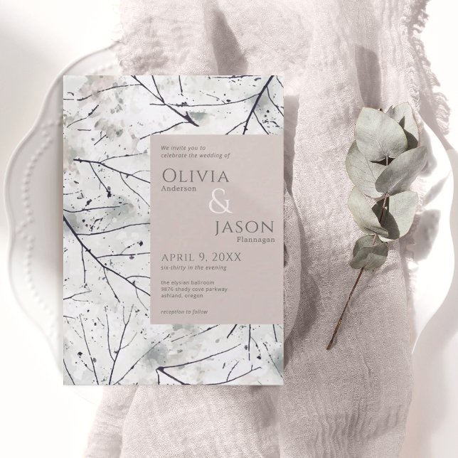 Blütenrot Graue Wasserfarbe Einladung (Von Creator hochgeladen)