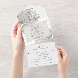 Blütenrot Hochzeitsrot Rosa Wasserfarbe All In One Einladung