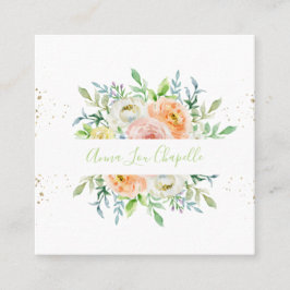 Blütenrot im Wasser und grün Quadratische Visitenkarte