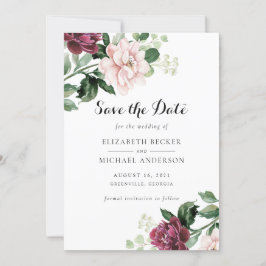 Blütenrot Merlot Grüne Elegant Save the Date Einladung