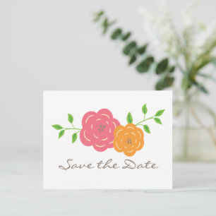 Blütenrot orange blorale Save the Date Postkarte