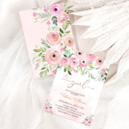 Blütenrot Pink Girl Babydusche Einladung