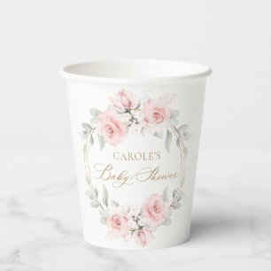Blütenrot Rosa goldgrüne Babydusche Pappbecher