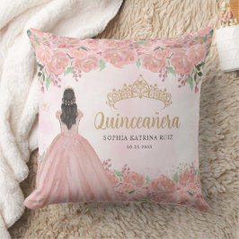 Blütenrot Rosa Goldprinzessin Tiara Quinceanera Kissen