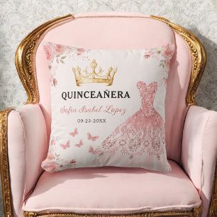 Blütenrot Rosa Prinzessin Quinceanera Kissen