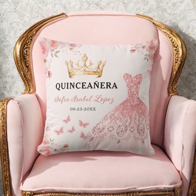 Blütenrot Rosa Prinzessin Quinceanera Kissen (Von Creator hochgeladen)