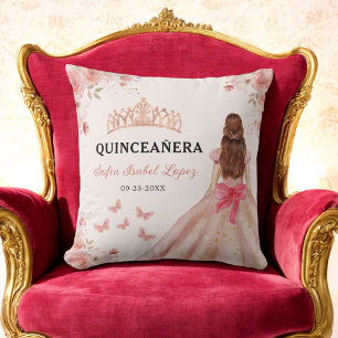 Blütenrot Rosa Prinzessin Quinceanera Kissen