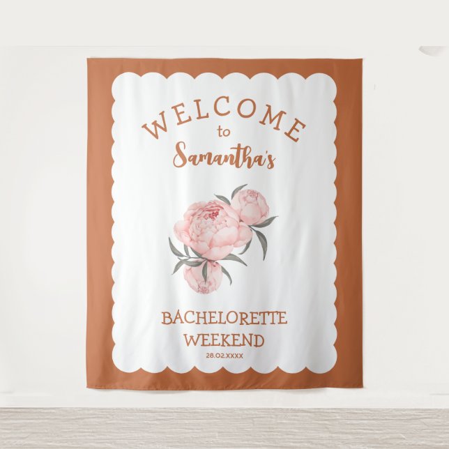 Blütenrot Rosa Wüste Bachelorette Wandteppich (Vorderseite)