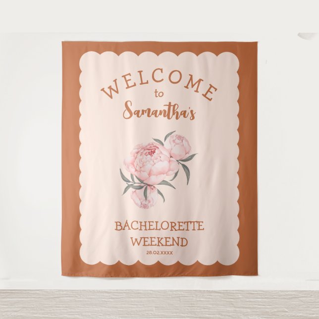 Blütenrot Rosa Wüste Bachelorette Wandteppich (Vorderseite)