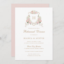 Blütenrot Rose Wappen Monogramm Probe Abendessen Einladung