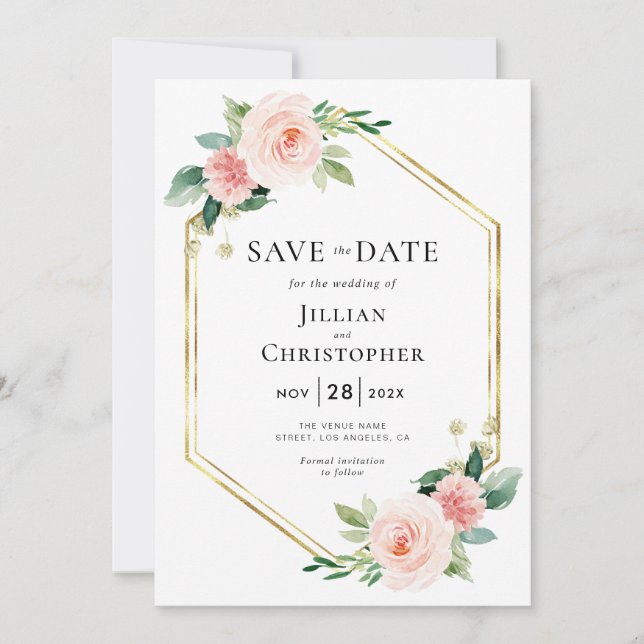 Blütenrot Save the Date Einladung (Vorderseite)
