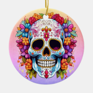 Blütenschädel Keramik Ornament
