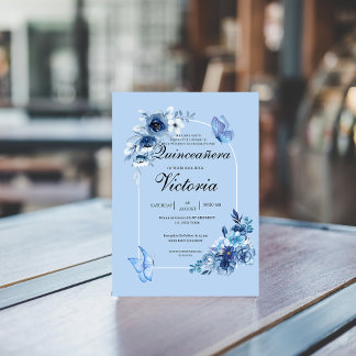 Blütenschmetterlinge Quinceñera Einladung