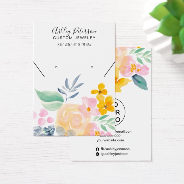 Blütenschmuck in Aquarellfarben Ohrring (Schreibtisch)