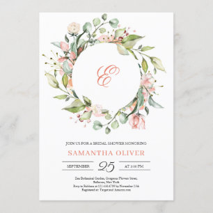 Blütenschreie Monogramm Blütenschweiß Brautparty Einladung