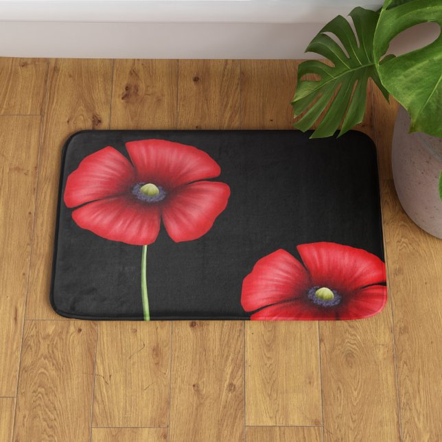 Blütenschwarz und Rote Pfeffer Badematte (Pop this poppy bath mat in your bathroom for a lovely pop of color)