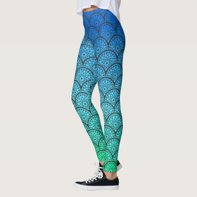 Blütenskala glänzende Leggings (Links)