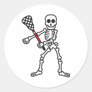 Blütenskelett Lacrosse Player Halloween Costum Runder Aufkleber