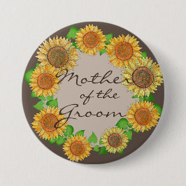 Blütensonne Rustikale Taupe Mutter des Bräutigams Button