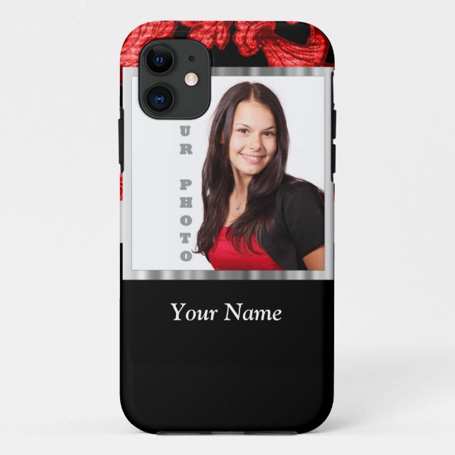 Blütenstaubvorlage rot und schwarz Case-Mate iPhone hülle (Rückseite)