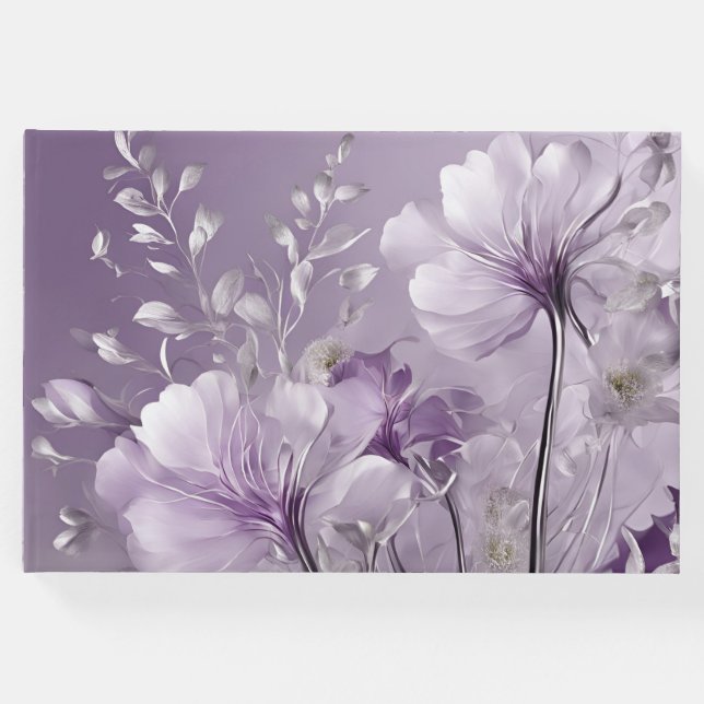Blütenviolette Blumen Kunst Gästebuch (Vorderseite)