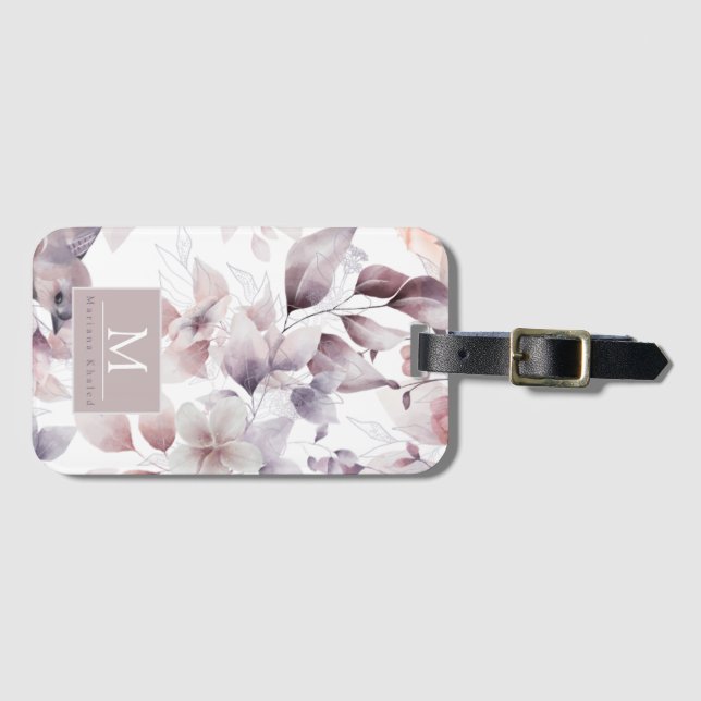 Blütenvögel Lila und weiße Babydusche Gepäckanhänger (Vorderseite (Horizontal))