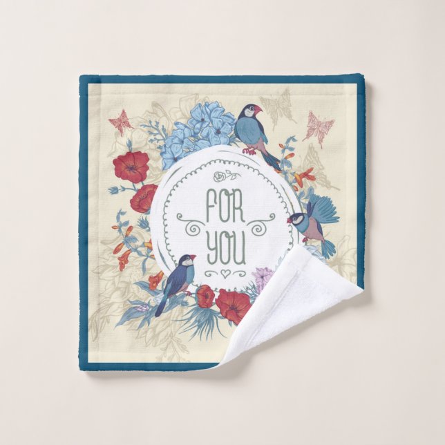 Blütenvögel Schmetterling Blume Hydrangea Bluebell Waschlappen (Waschlappen)