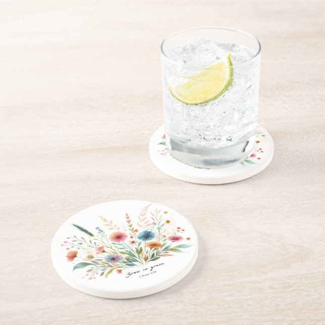 Blütenwachstum in Grace Getränkeuntersetzer (Seite)