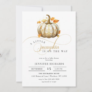 Blütenweiß und Gold   Pumpkin Fall Baby Dusche Einladung