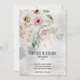 Blütenweiße und grüne Hochzeitsfeier Ankündigung