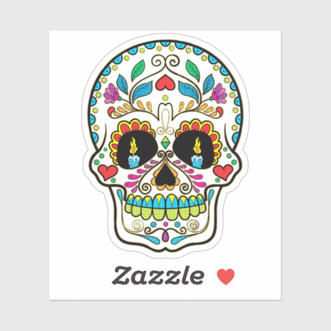 Blütenzucker-Schädel Nr.5 Kerzen brennen Aufkleber (Blatt)