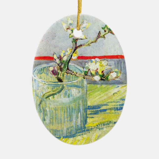 Blütenzweig Almond von Vincent van Gogh Keramik Ornament (Vorne)