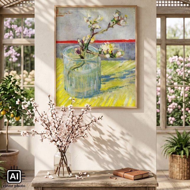 Blütenzweig Almond von Vincent van Gogh Poster (Blossoming Almond Branch in a Glass by Vincent van Gogh is a vintage post impressionism painting.)