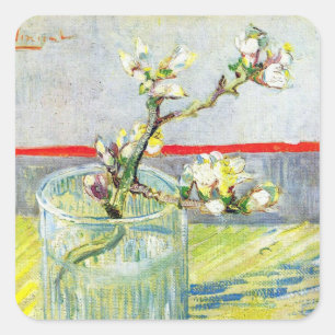 Blütenzweig Almond von Vincent van Gogh Quadratischer Aufkleber