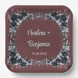 Blutes Rotes Gotisches Schwarzes Blumenzehen Pappteller