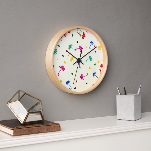 Blütezeit: farbenfrohe Blume Wall Clock Uhr (Büro)