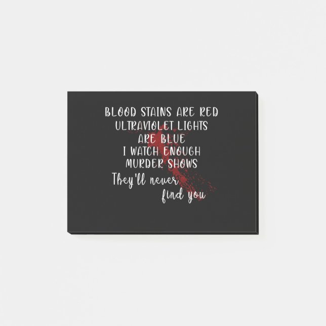 Blutflecken sind rot, UV-Licht blau Post-it Klebezettel (Vorderseite)