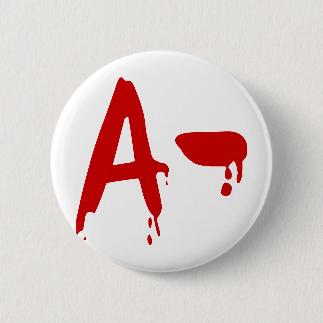 Blutgruppe A - Negativ #Horror Hospital Button (Vorderseite)