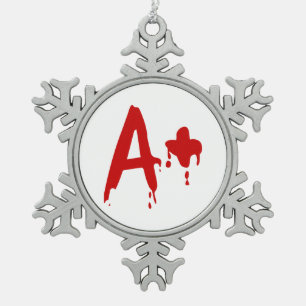 Blutgruppe A+ Positiv #Horror Hospital Schneeflocken Zinn-Ornament