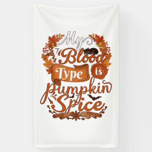 Blutgruppe ist Kürbisgewürz Halloween Schwarze Kat Banner