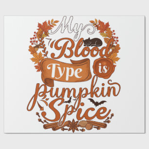 Blutgruppe ist Kürbisgewürz Halloween Schwarze Kat Geschenkpapier