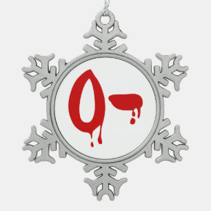 Blutgruppe O- Negative #Horror Hospital Schneeflocken Zinn-Ornament