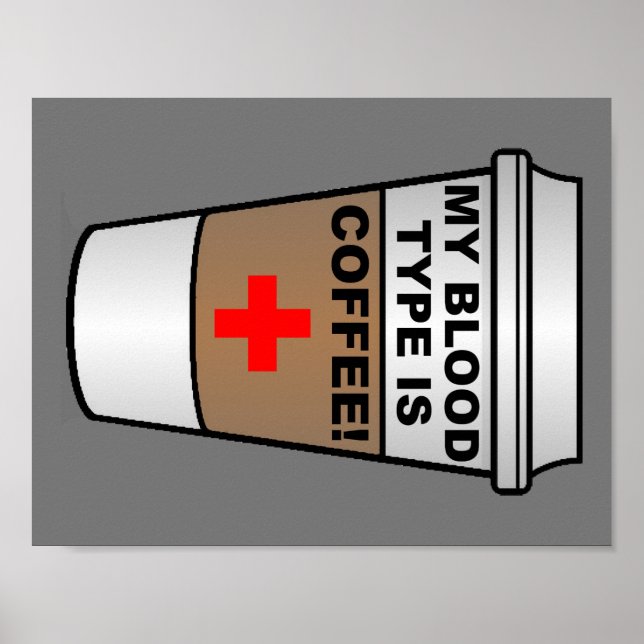 Blutgruppen Kaffee Lustiger Poster (Vorne)