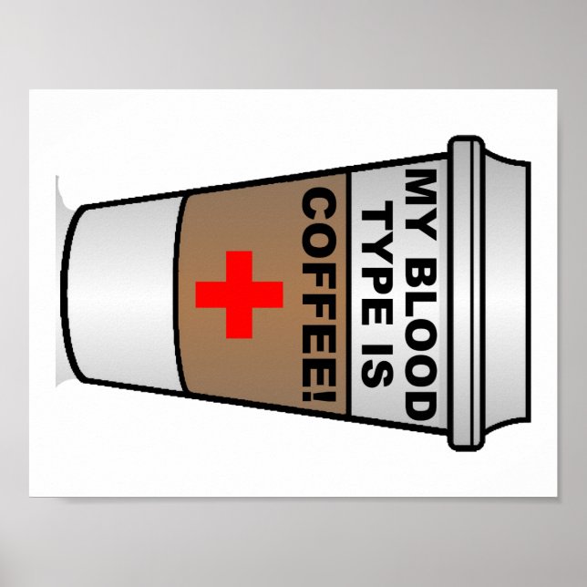 Blutgruppen Kaffee Lustiger Poster (Vorne)