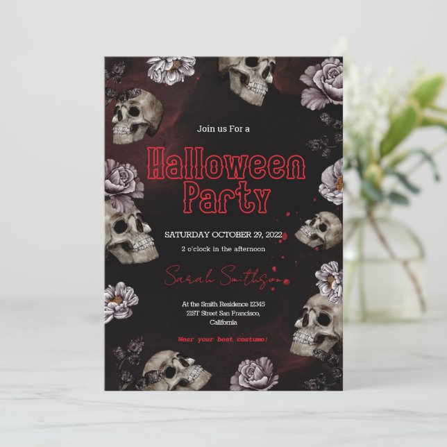 Bluthochdruck Halloween-Party Einladung (Stehend Vorderseite)