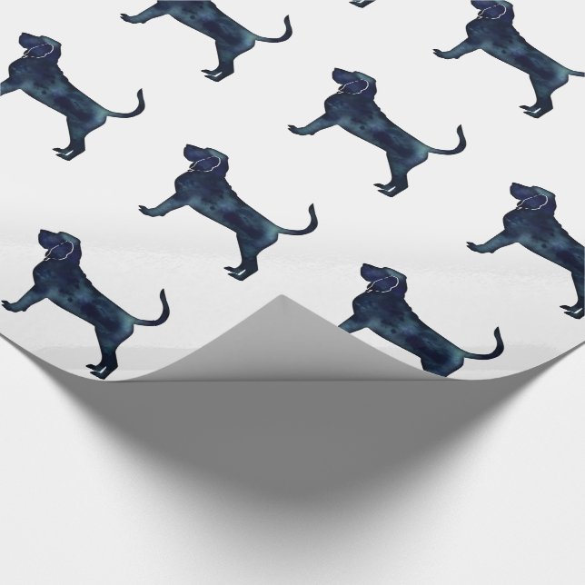 Bluthound Hund Rasse Schwarze Wasserfarbe Geschenkpapier (Ecke)