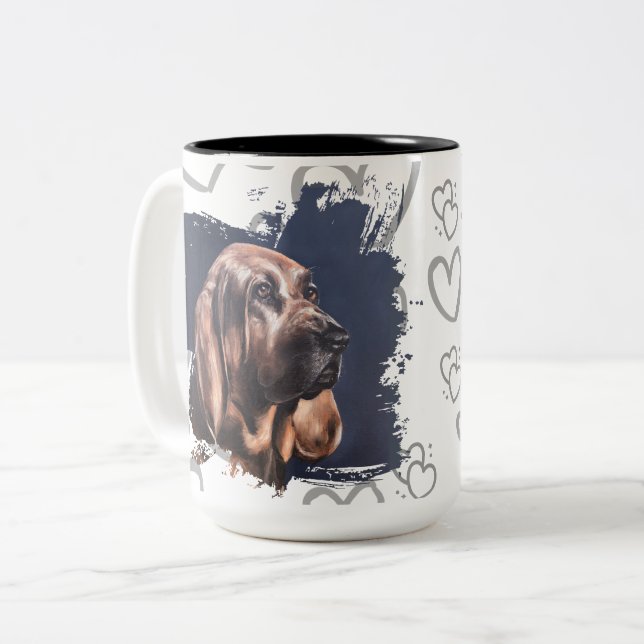 Bluthund-Hund-Liebe-Tasse  Zweifarbige Tasse (Vorderseite Links)