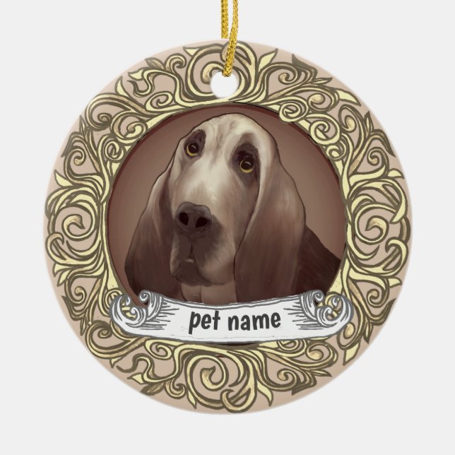 Bluthund Hund liebende Gedächtnisverzierung Keramik Ornament (Vorne)