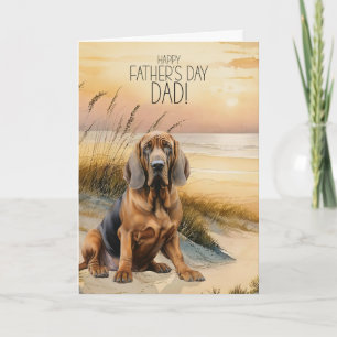 Bluthund Hund Sonnenuntergang Strand Vatertag Feiertagskarte